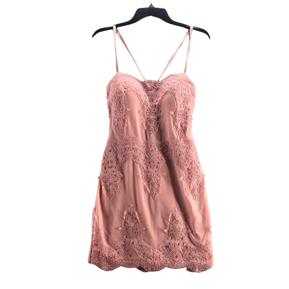 Fashion Nova Medium Pink Mini Sheath Dress Sleeveless Lace